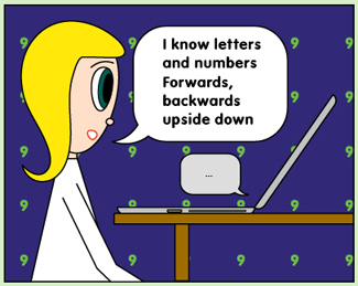 Mimi at the computer